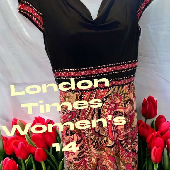 London Times Dresses & Skirts - 🤩 Very Pretty and Cute! Size 14 Cowl Neck Plunge midi dress.
